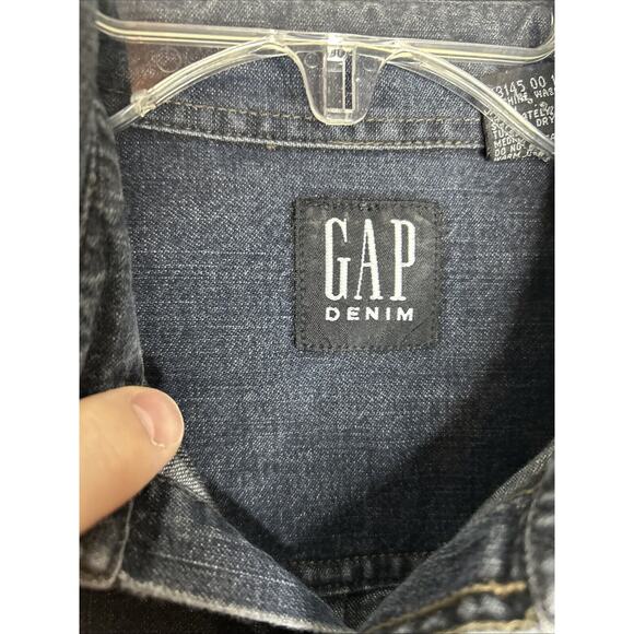 Gap Men’s Denim Shirt Long Sleeve Button Up Small Honeybees/Hive Patchwork - Picture 4 of 9